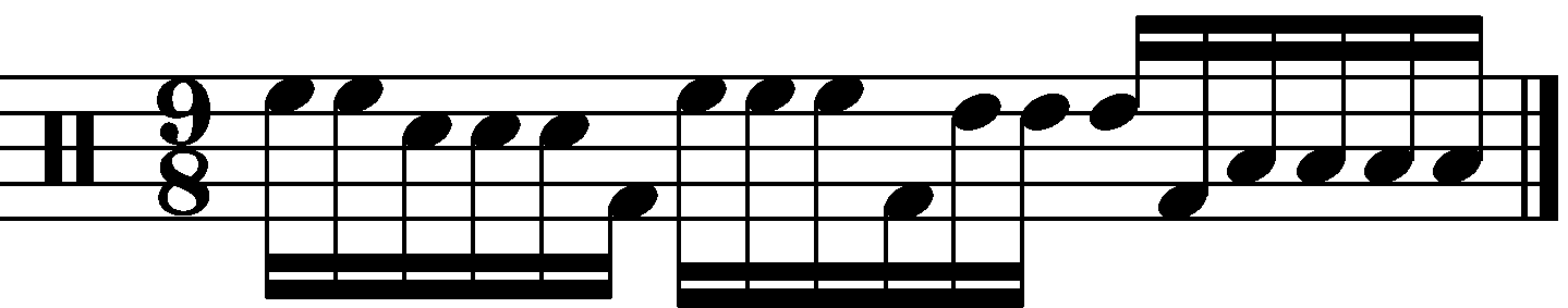 A 9/8 fill built around a linear sixteenth note pattern