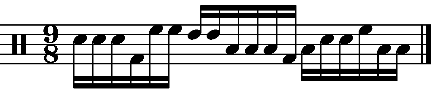 A 9/8 fill built around a linear sixteenth note pattern
