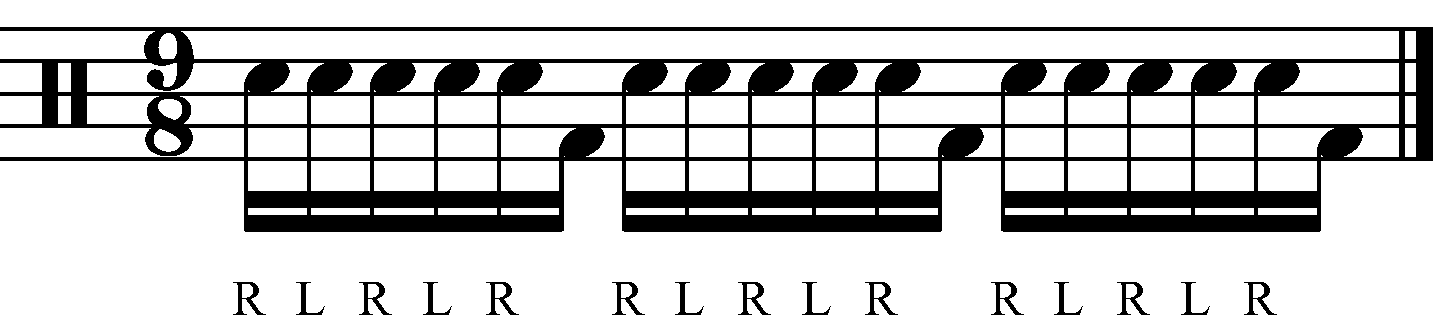A 9/8 fill constructed from an RLRLRF block