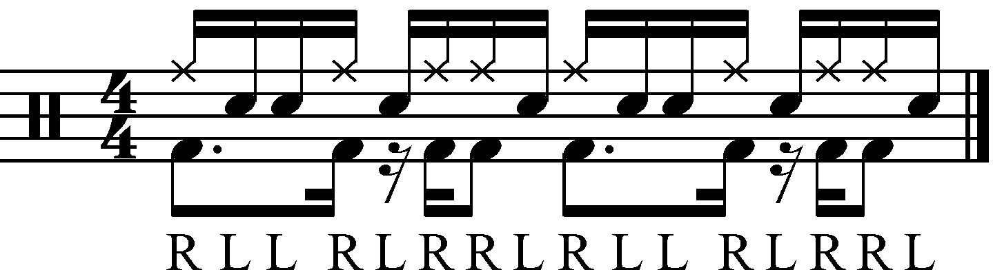 A fill using the inverted paradiddle