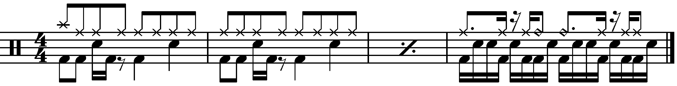 A short phrase using an inverted paradiddle fill