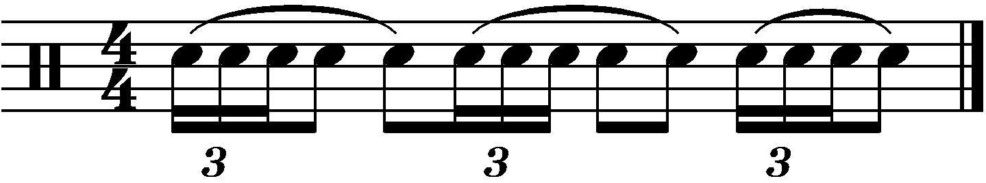 The first single stroke four rhythm