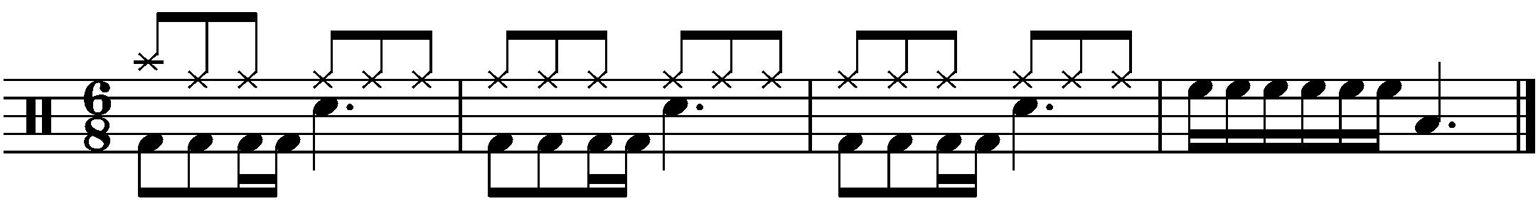 A four bar pattern using a simple single stroke 7 fill