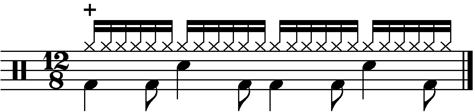 A 12/8 groove with a 16th note right hand