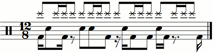 A 12/8 groove with extra 16th note right hands