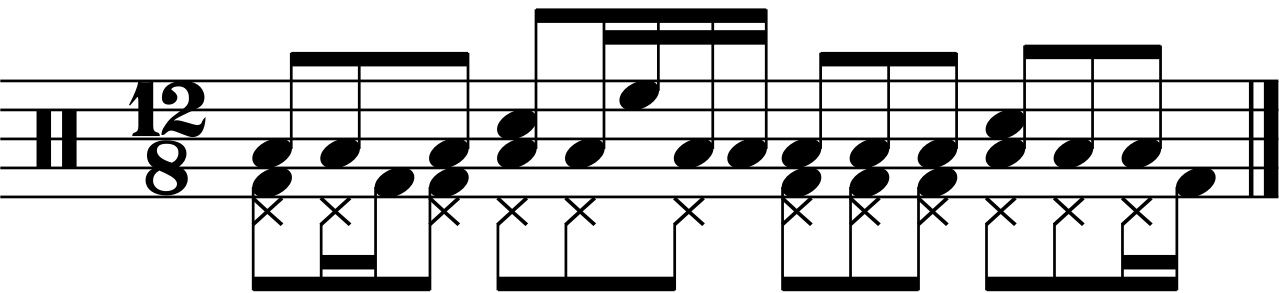 A 12/8 groove with the left foot counting quavers