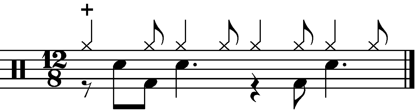 A 12/8 groove with crotchets on the right hand