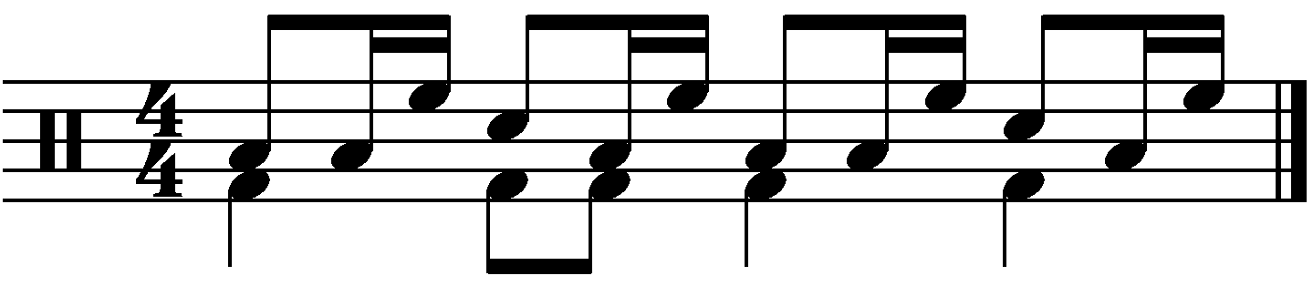A 16 beat groove using an alternate rhythm