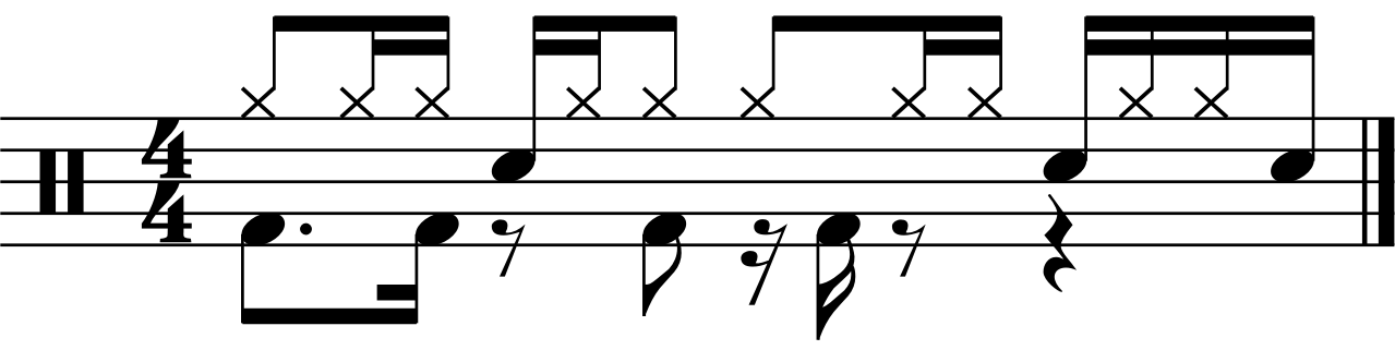 A 16 beat groove using an alternate rhythm