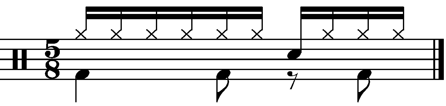 A 5/8 groove using the 16 beat concept