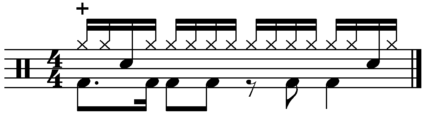 A 16 beat groove with displaced snares