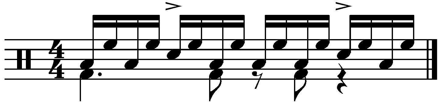 A 16 beat groove using the ride and hi hats