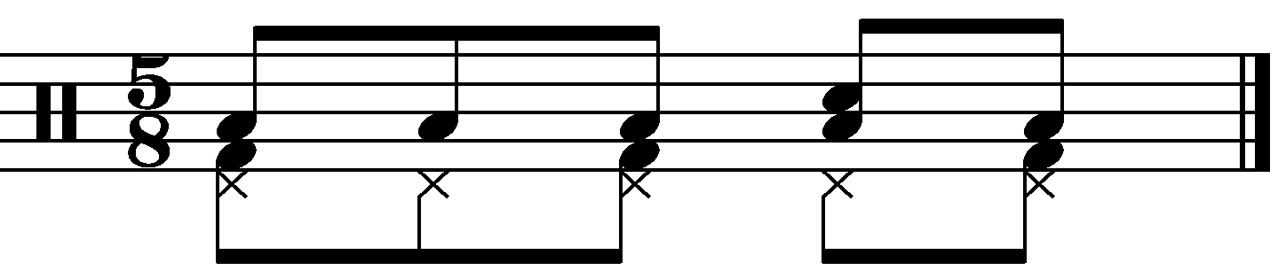 A 5/8 groove with the left foot counting quavers