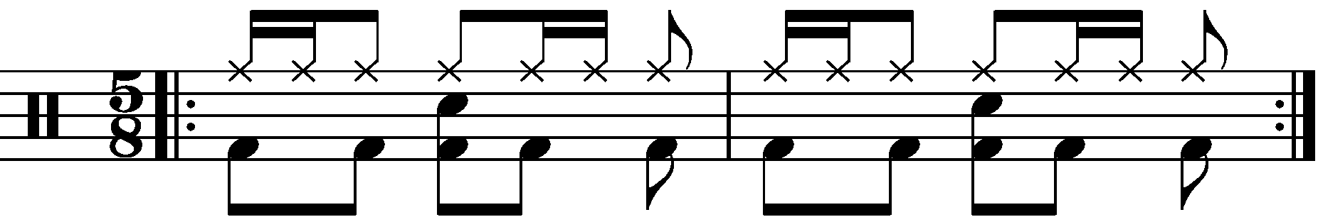 A simple 2 bar 5/8 groove