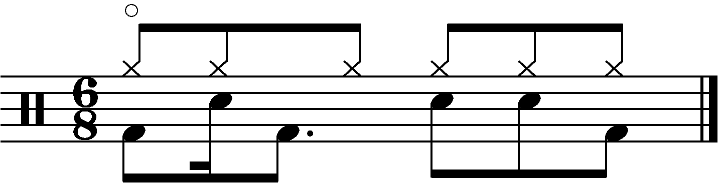 Decorating a 6/8 groove with 16th note kicks