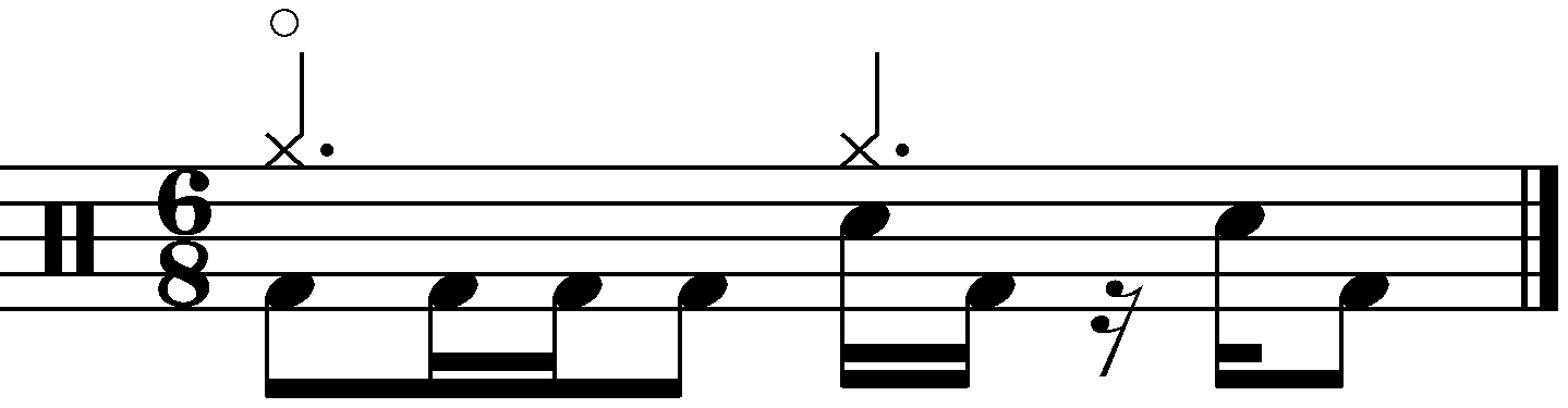 Decorating a 6/8 groove with 16th note kicks