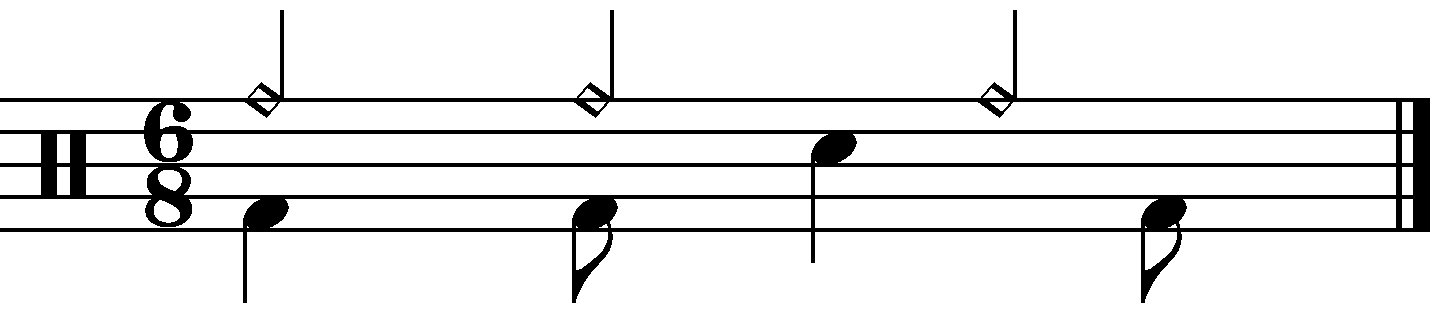 A 6/8 groove with crotchets on the right hand