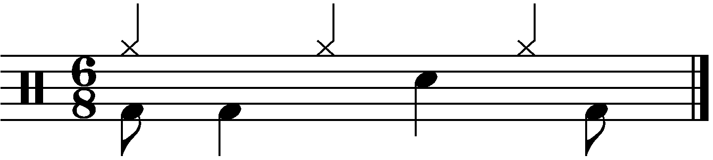 A 6/8 groove with crotchets on the right hand