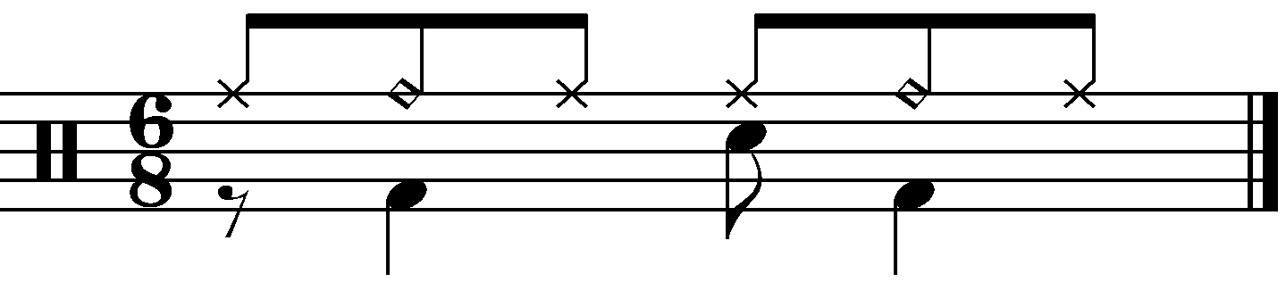 A 6/8 groove with accented mid notes