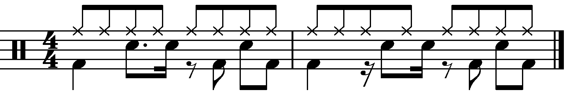 A two bar groove built around 16th note displacement