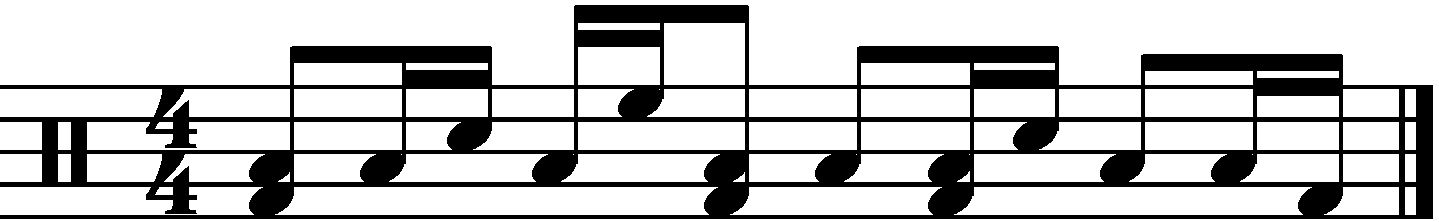A groove with beats 2 and 4 displaced