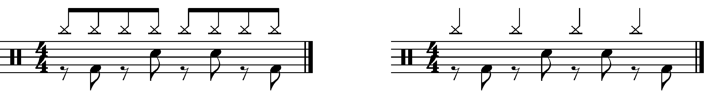 A an eighth note kick snare pattern avoiding the quarter notes