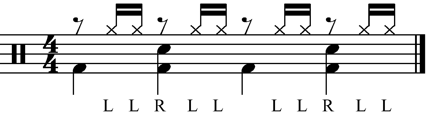 A groove using a L L sticking