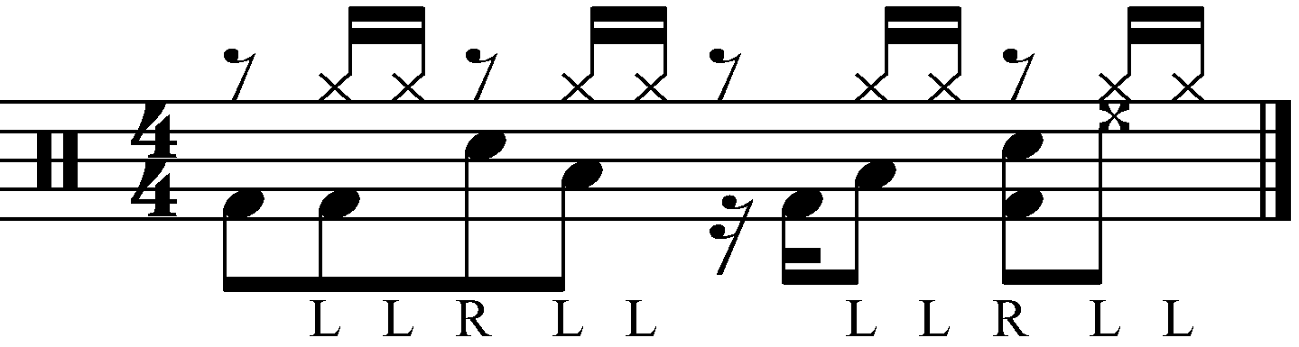 A groove using a L L sticking