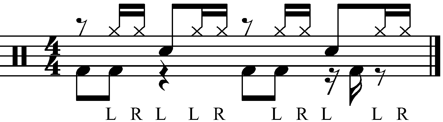 A groove using a L R sticking