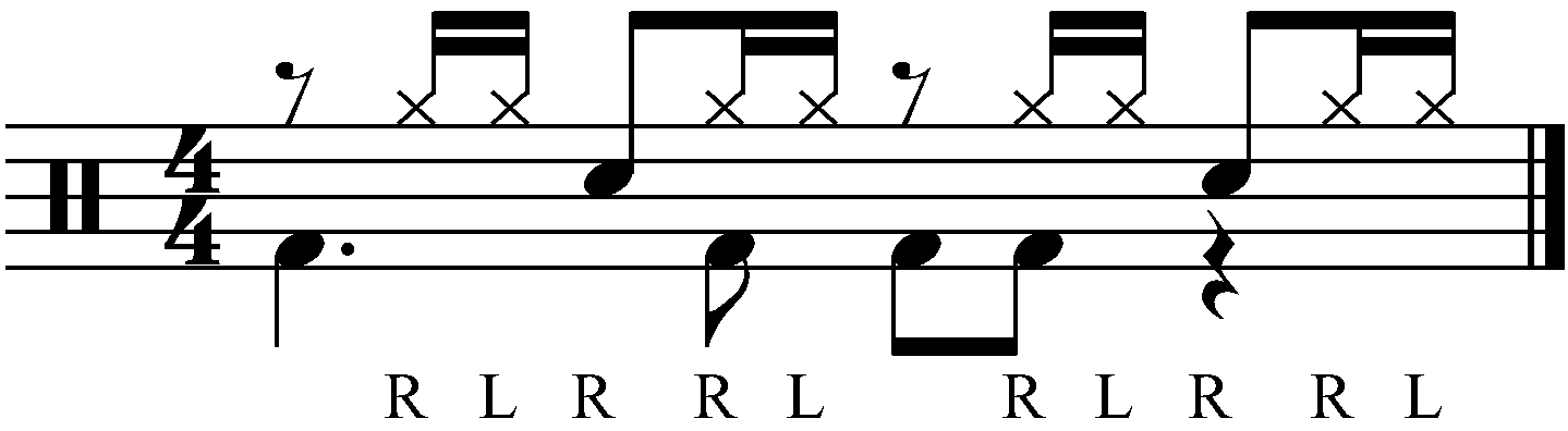 A groove using a R L sticking