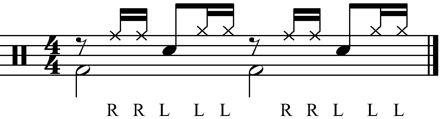 A groove using a R R L L sticking