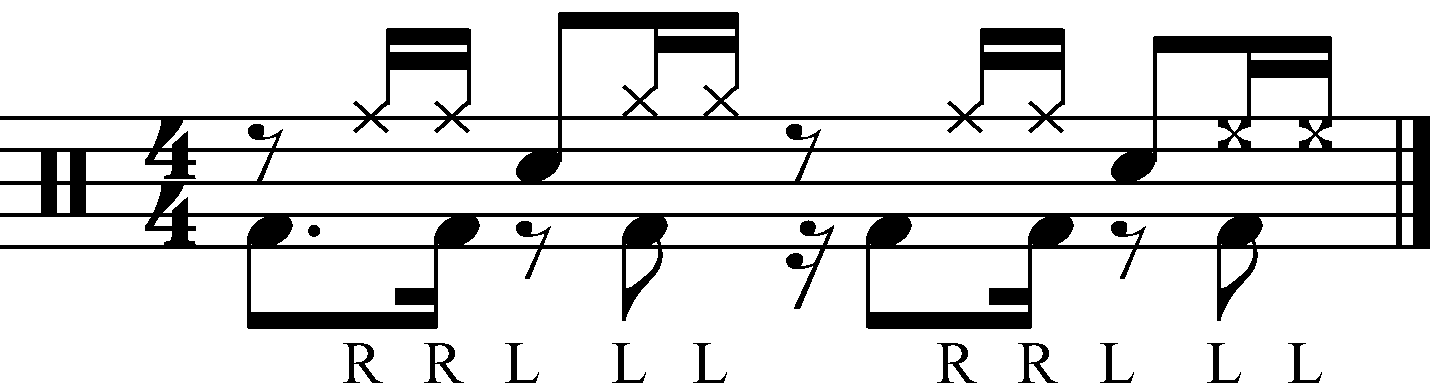 A groove using a R R L L sticking