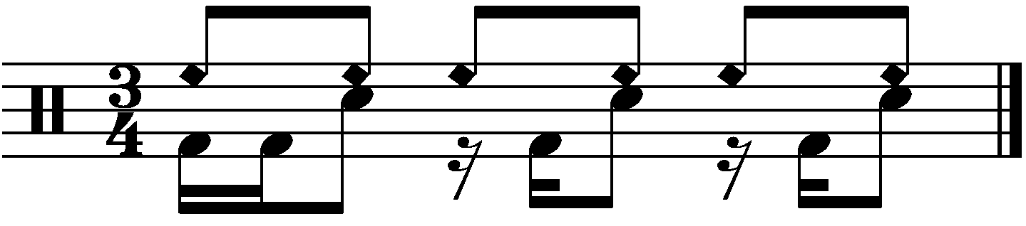 A double time groove in 3/4