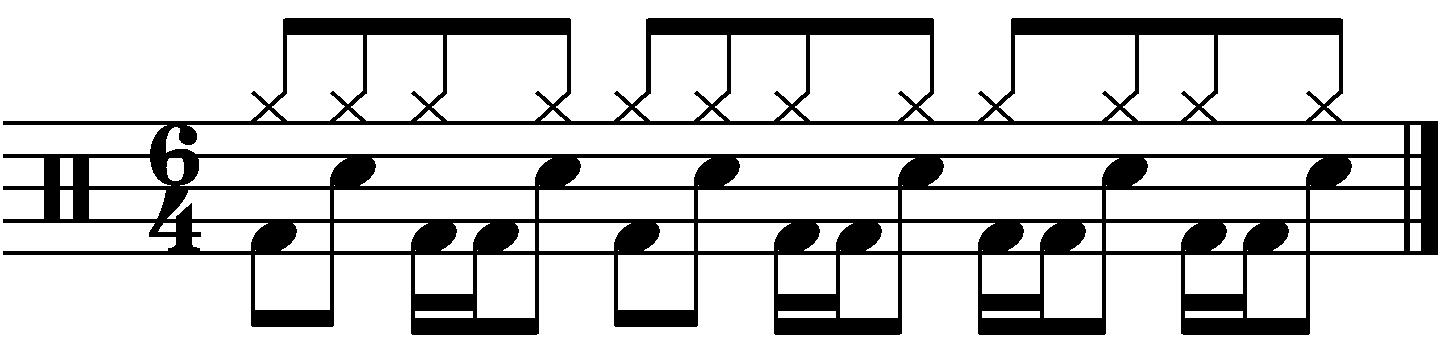 A double time groove in 6/4