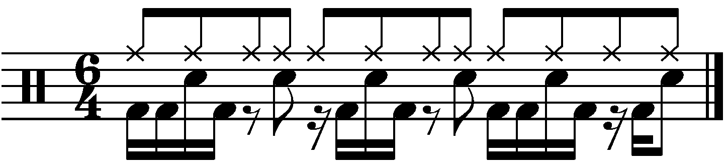 A double time groove in 6/4