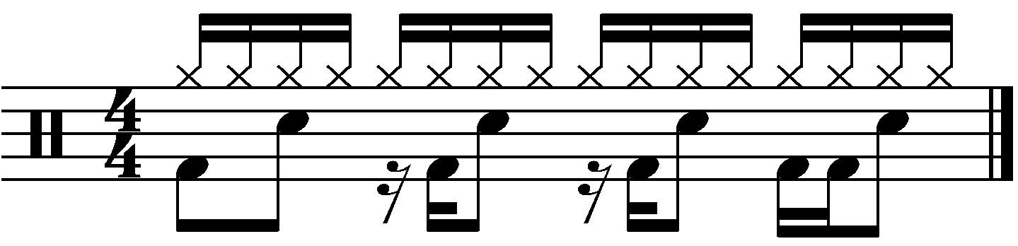 A double time groove with a sixteenth note right hand