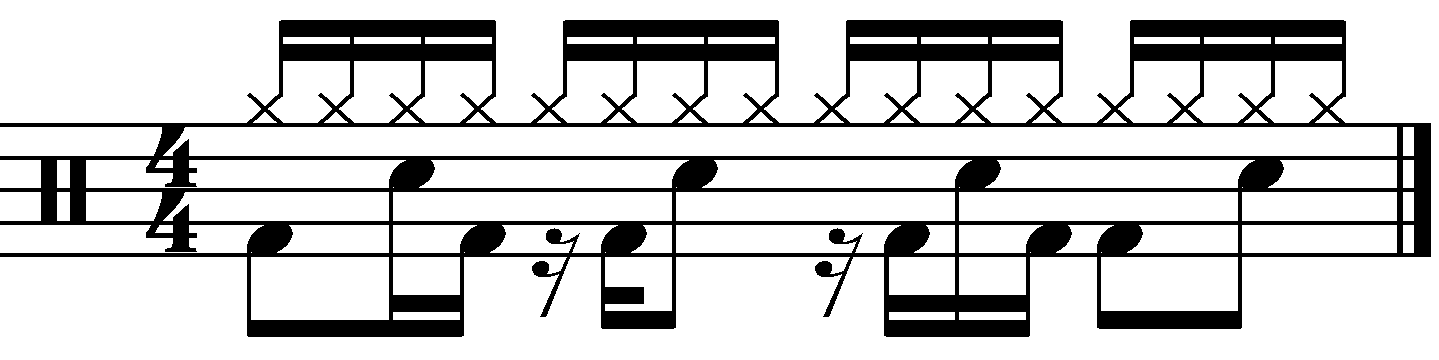 A double time groove with a sixteenth note right hand
