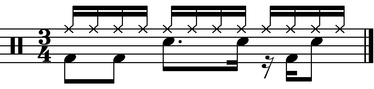 A 3/4 groove with a sixteenth note right hand
