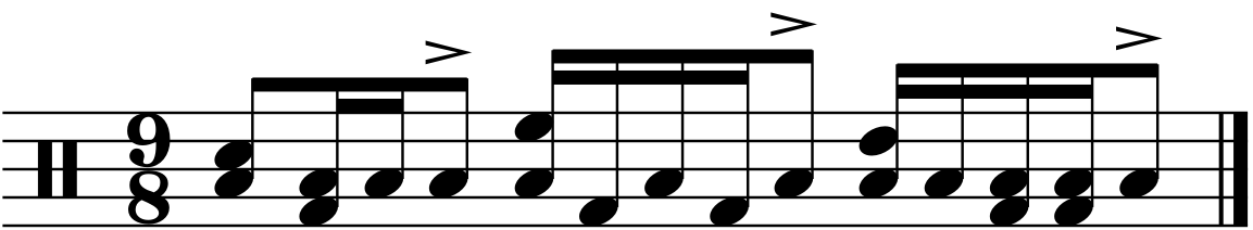 A 9/8 groove accenting every third right hand