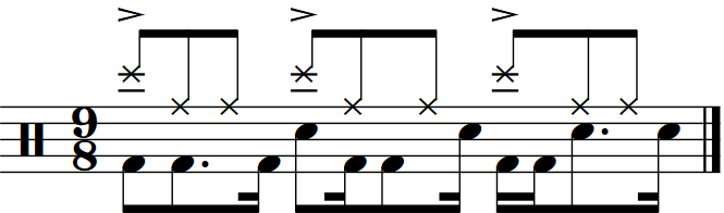 A 9/8 groove construction lesson accenting dotted quarter notes