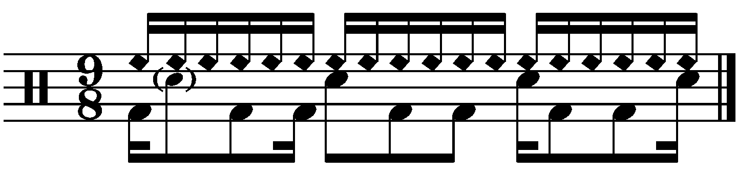 A 9/8 groove with a sixteenth note right hand