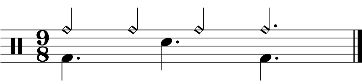 A 9/8 groove with a quarter note right hand