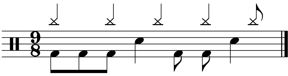 A 9/8 groove construction lesson using a quarter note right hand