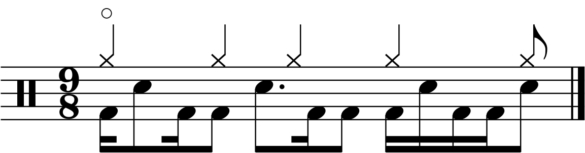 A 9/8 groove with a quarter note right hand