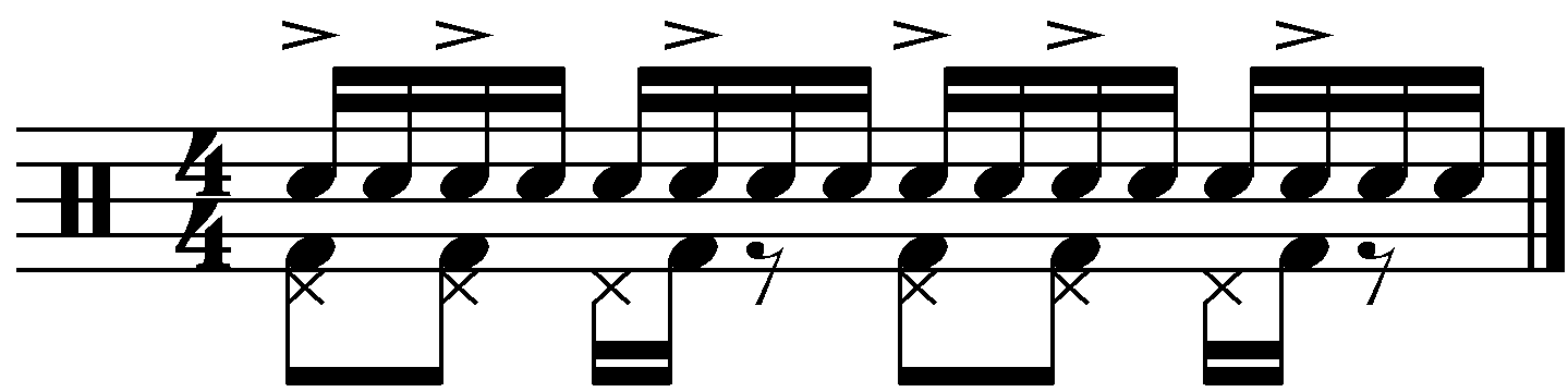 A train groove using a syncopated rhythm