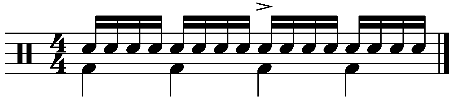 A train groove using four on the floor.