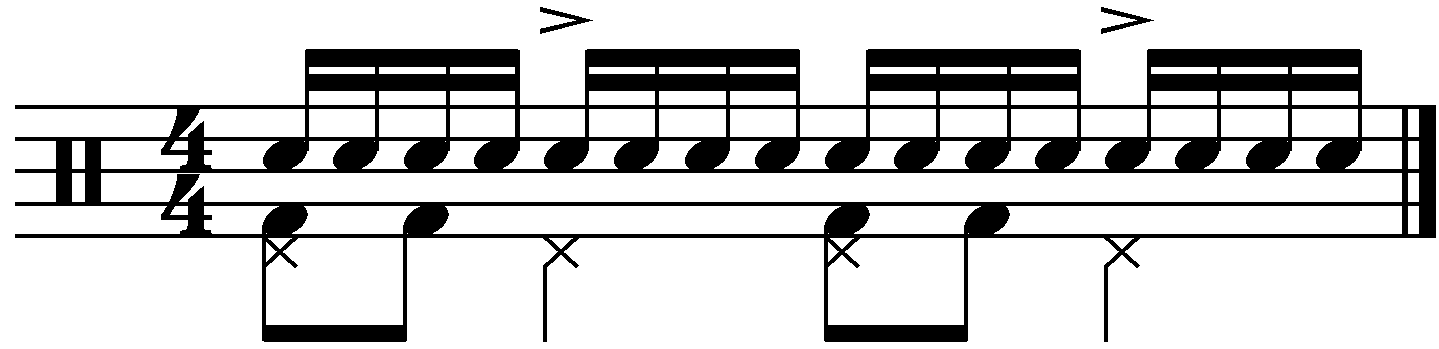 A train groove with a left foot quarter note count.