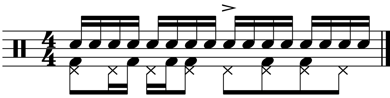 A train groove with a left foot quaver count.