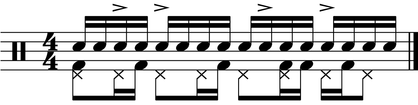 A train groove with a left foot quaver count.