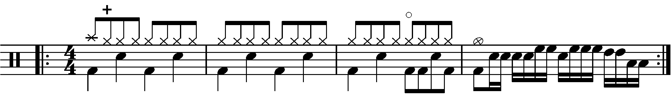 A four bar phrase made of three parts.